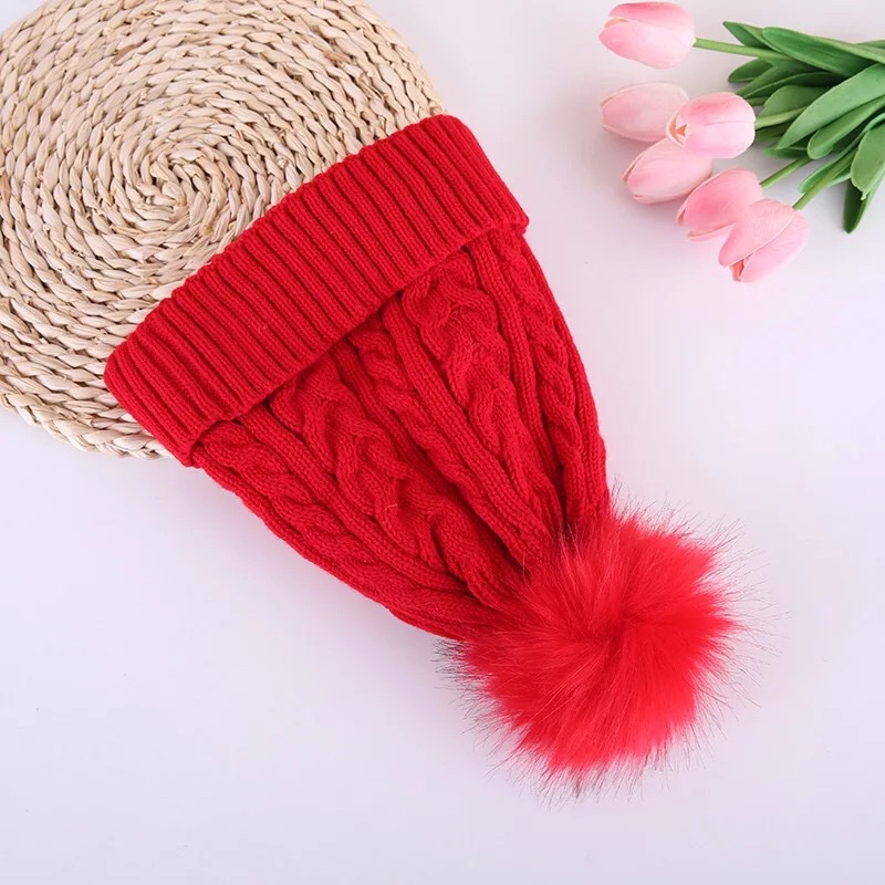 Topi Kupluk Rajut Dua Lapis Bahan Wol Tebal Hangat Untuk Musim Gugur / Dingin