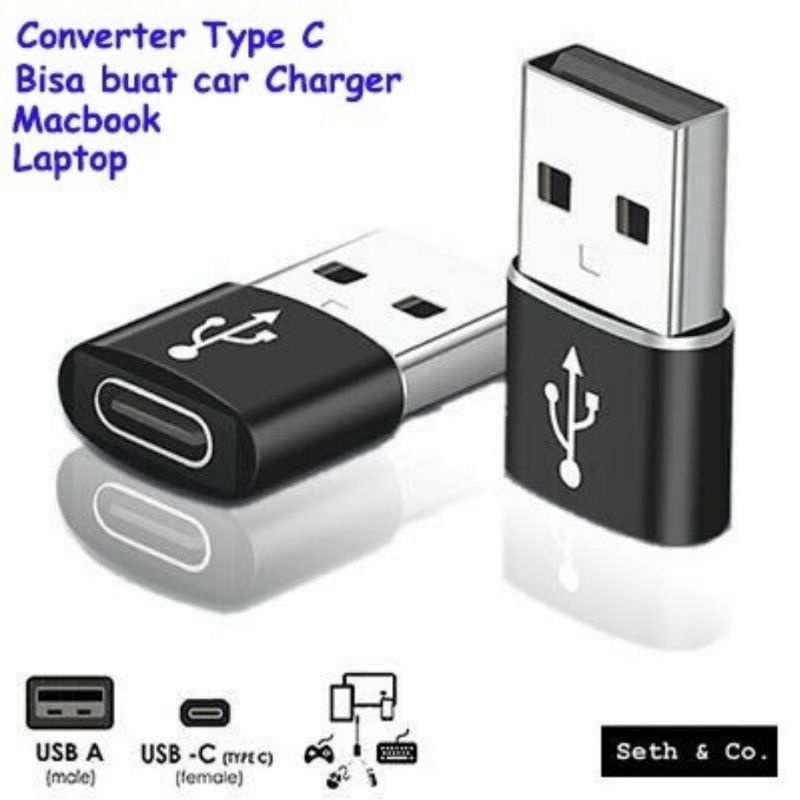 Converter USB Type C Female to USB Male Connector Charger / OTG Sambungan Charger