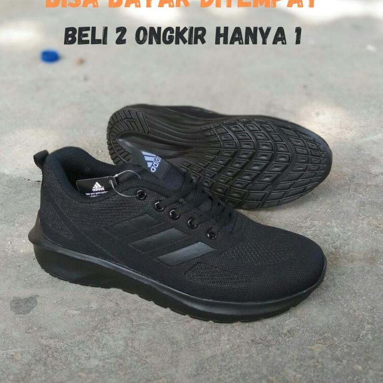 Sangat Nyaman.. Sepatu Sekolah Adidas Hitam Polos Pria/Wanita Sepatu kerja