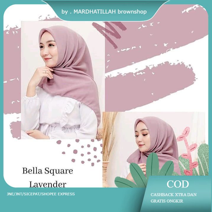 kerudung jilbab segi empat BELLA SQUARE polos bahan double hycon ( pollycotton ) premium jahit tepi 
