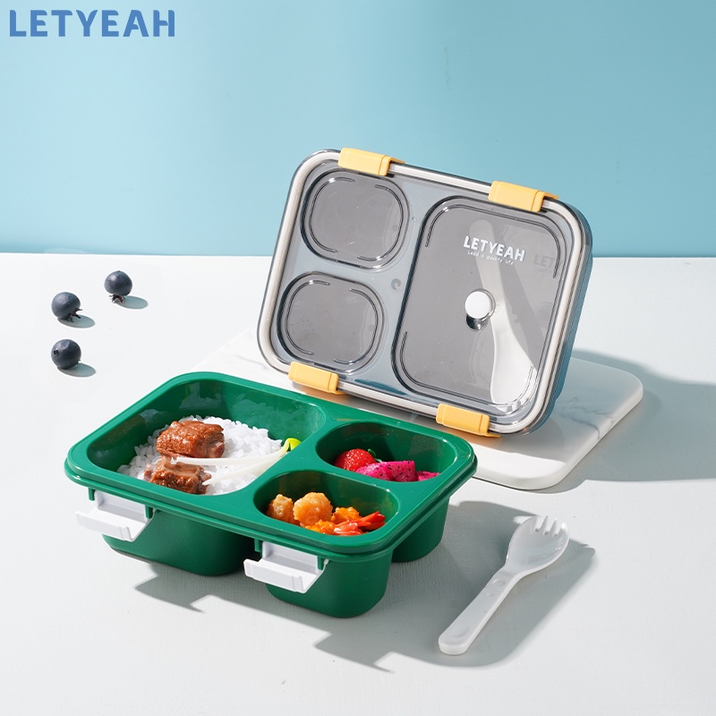 letyeah Lunch box anak /850ml kotak makan anti tumpah /tempat makan 3 grid /BPA free