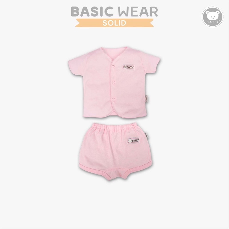 Baju Bayi Newborn Set Fluffy Pendek Neci SNI Pink - Set Baju Bayi Fluffy