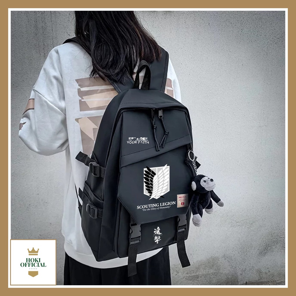 [COD] Attack On Titan Ransel Pria Wanita Kapasitas Besar Tas Sekolah Ransel Anime Sablon Levi Ackerman Mikasa Eren Yeager HokiOfficial