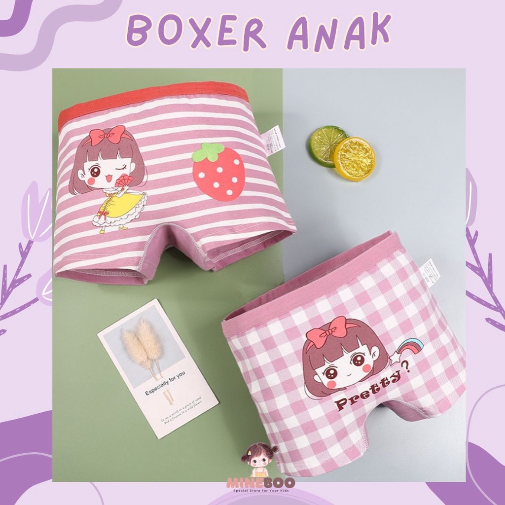 mineboo BOXER ANAK celana dalam anak perempuan| CD anak perempuan | Boxer corak anak / PRETTY BERRY