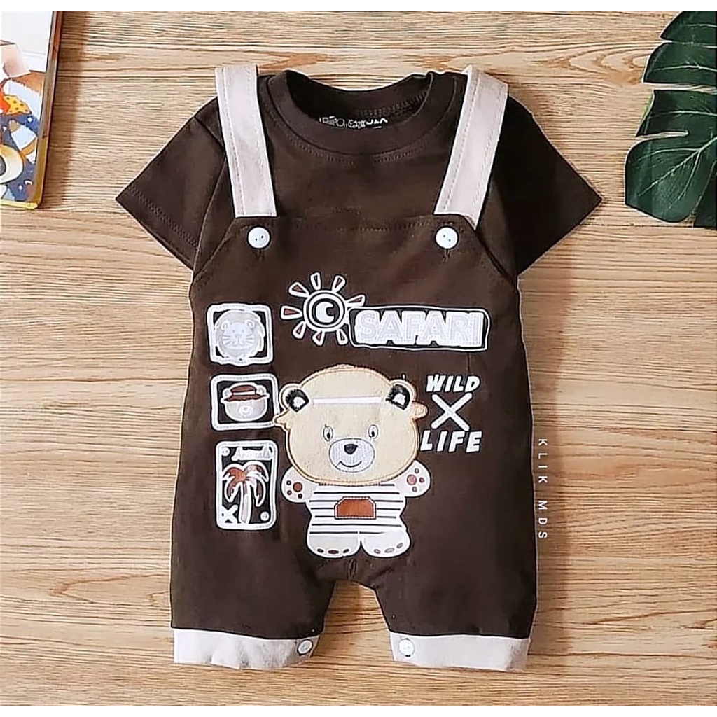 Klik Mds Overall Anak Bayi Laki-laki Motif Car Baby Dan Safari Estimasi Usia 3-12 Bulan