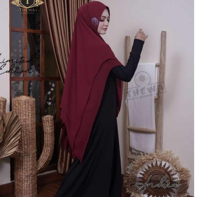 Model Baru JSNGZ Thewa Khimar Andara Standar Ori Thewa ceruty babydoll soft pet antem 2 layer jilbab
