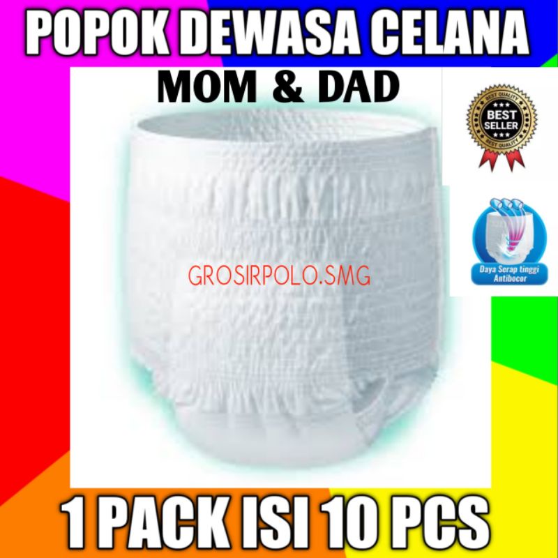 Popok CELANA Dewasa Ukuran M, L, XL  (1 Pack isi 10 pcs) Termurah