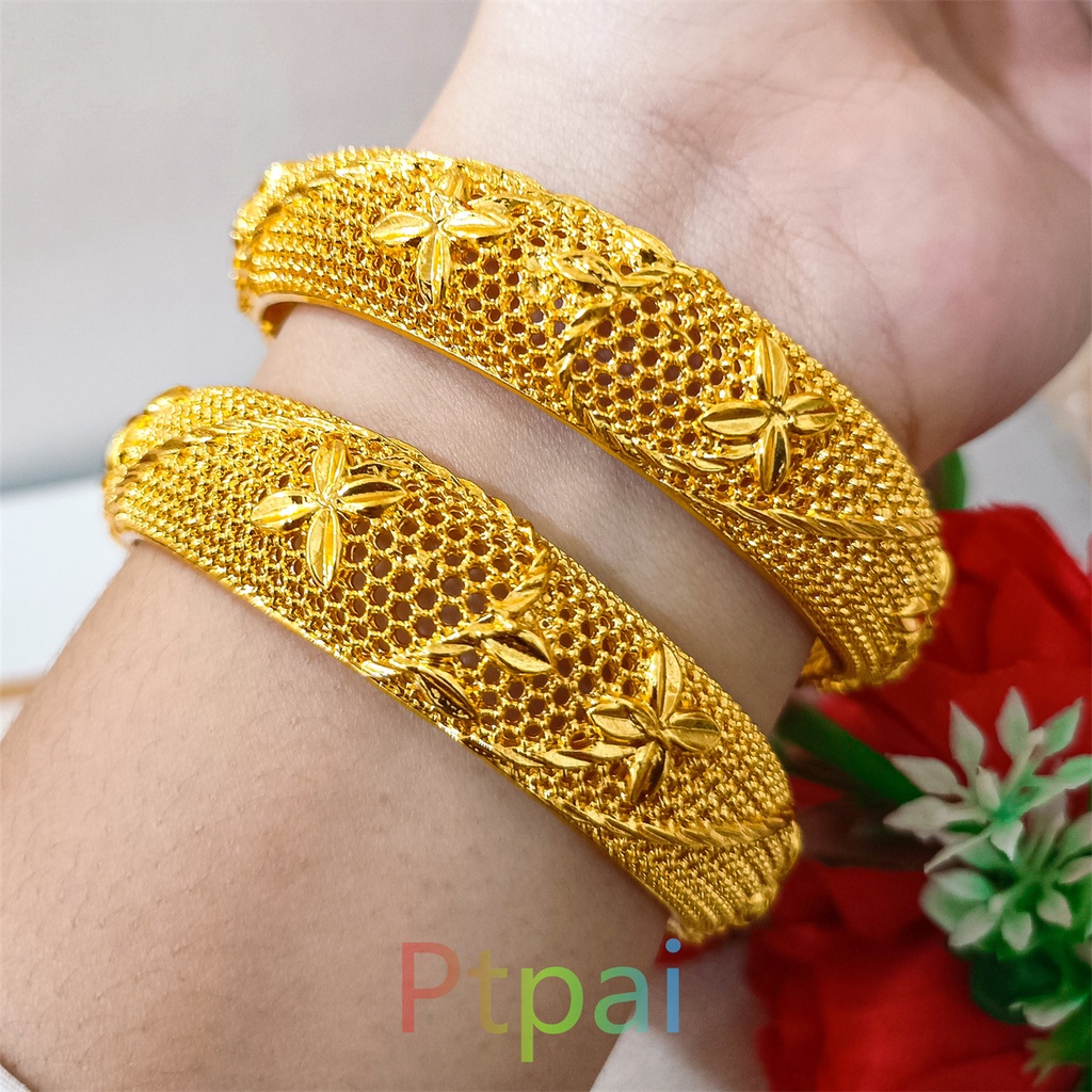 gelang keroncong dewasa perhiasan lapis Emas 24k Gelang tangan fashion