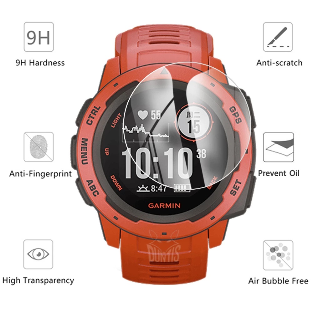 1pc Film Tempered Glass Pelindung Layar Smartwatch Garmin Instinct 2 / 2S HD 9H 2.5D