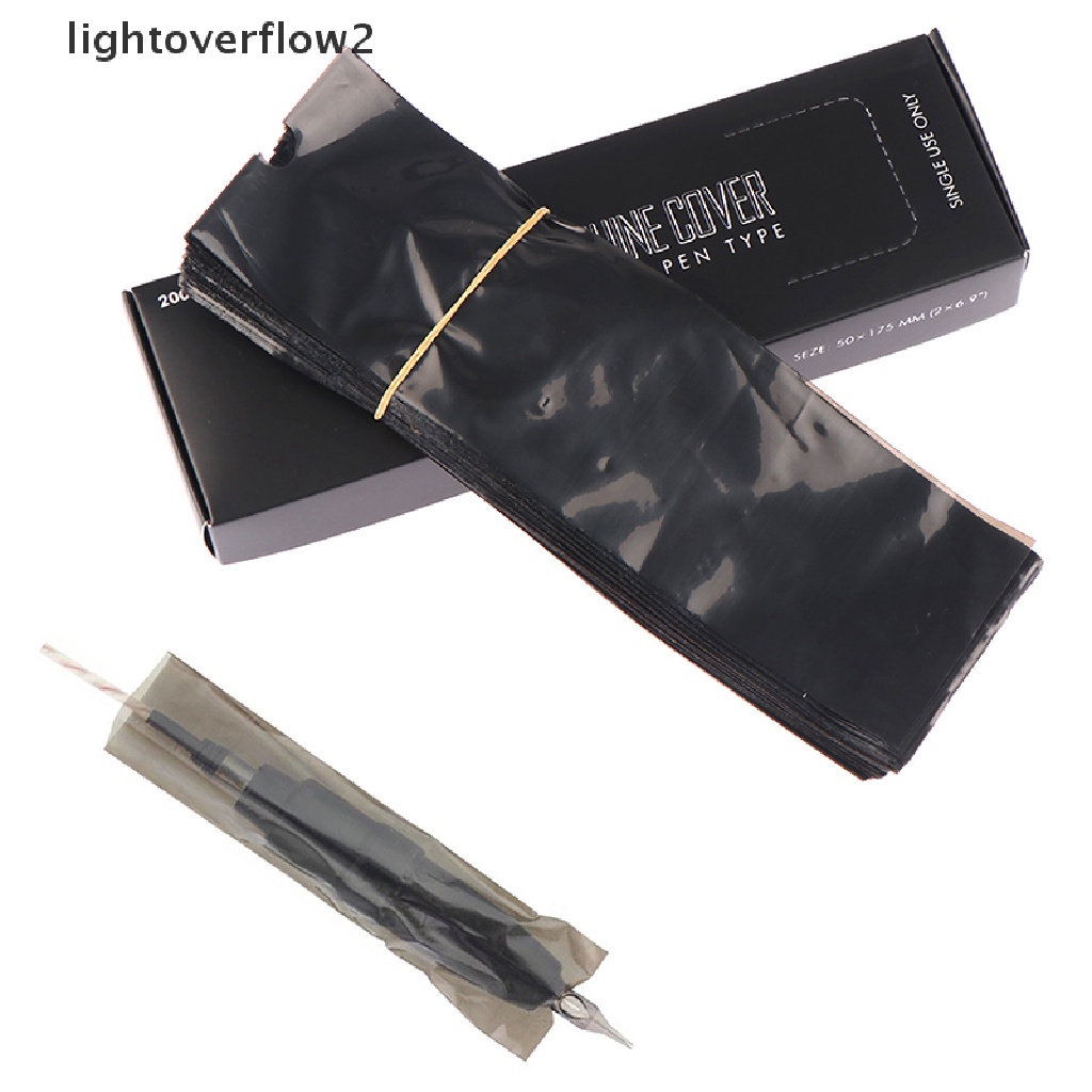 (lightoverflow2) 200pcs / Kotak Kantong Cover Mesin Tato Sekali Pakai Warna Hitam