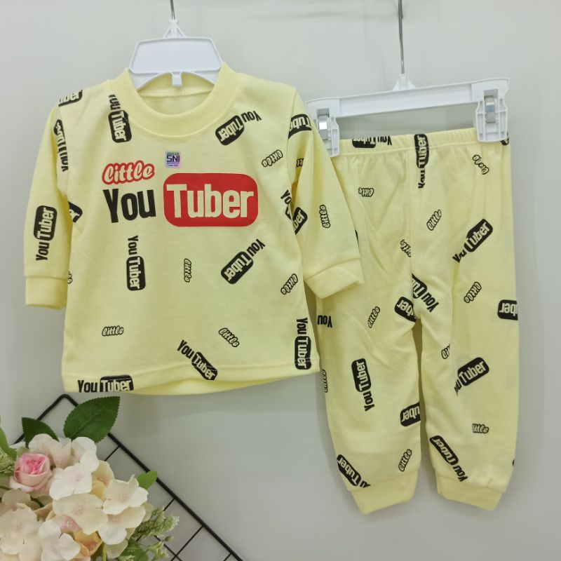 Setelan Piyama Bayi Size 0-12bulan Gambar Youtuber / Pakaian Bayi / Setelan Bayi / Baju Bayi