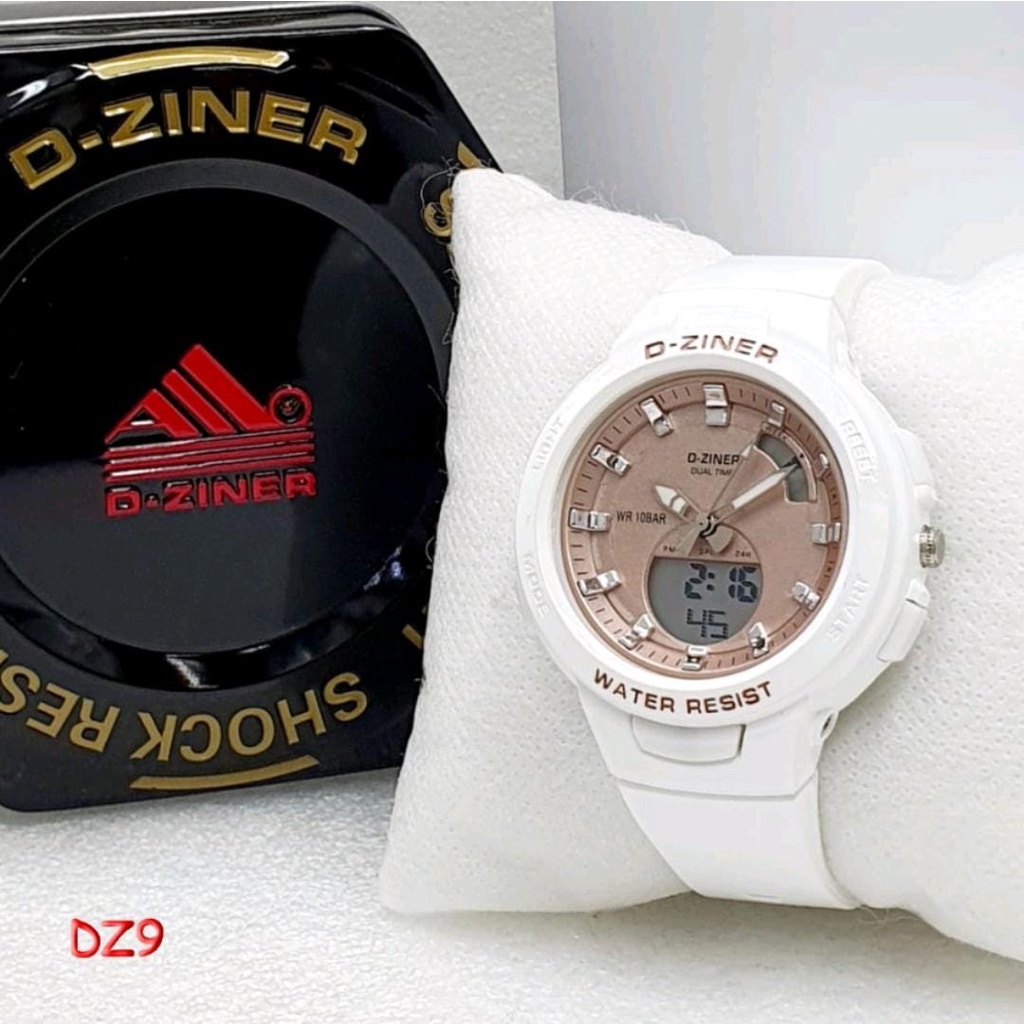 JAM TANGAN WANITA D-ZINER 8260 ORIGINAL ANTI AIR JAM TANGAN DZINER BABY-G BSA B100 DIGITAL ANALOG DUAL TIME RUBBER SPORTY ANTI AIR