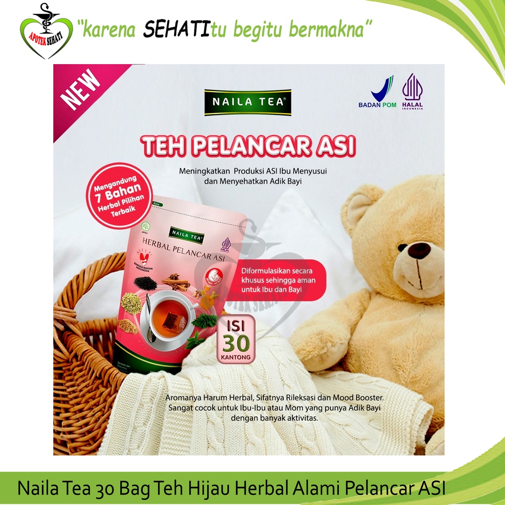 Promo 3in1 Teh Celup NAILA TEA Herbal BPOM Ekstrak Jati Cina Kunyit Temulawak Manggis Sirsak Jahe