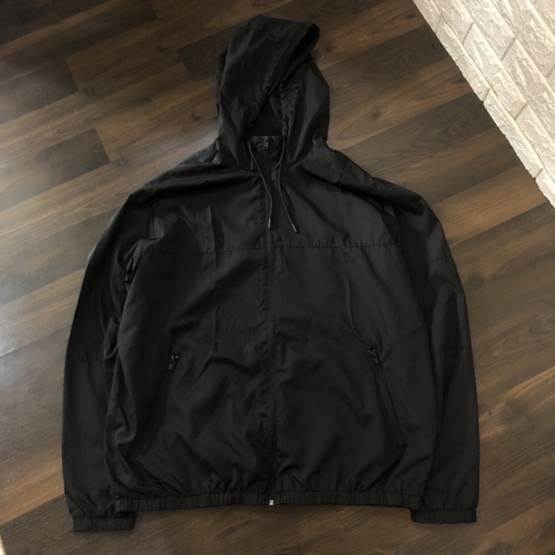 Jacket Running Parka H&M Warna Hitam Preloved Thrift Second