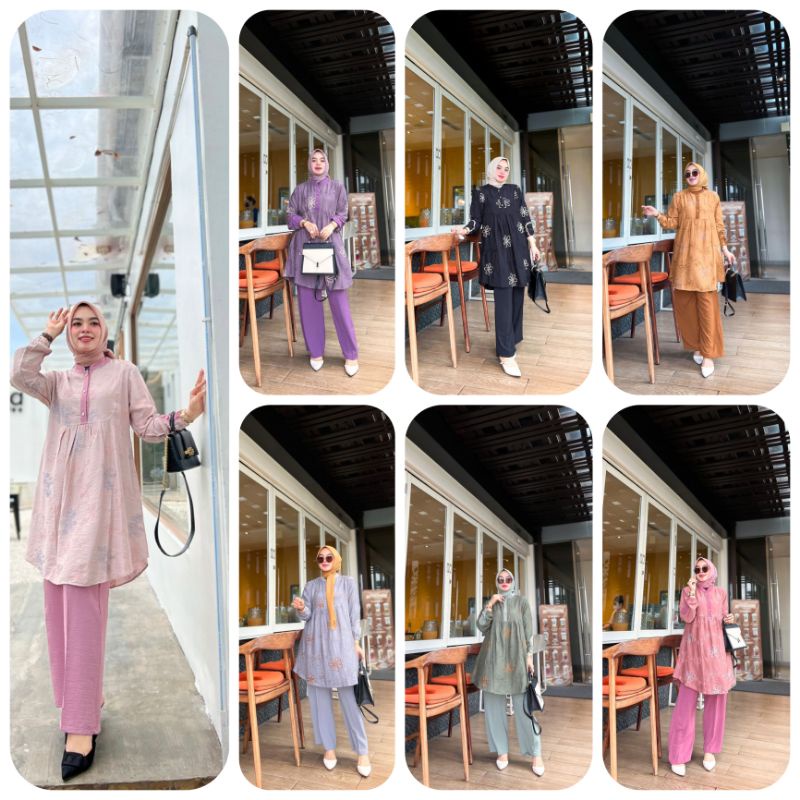 Ready..Amesha Set by HMF Luxury Gamis Muslim Original