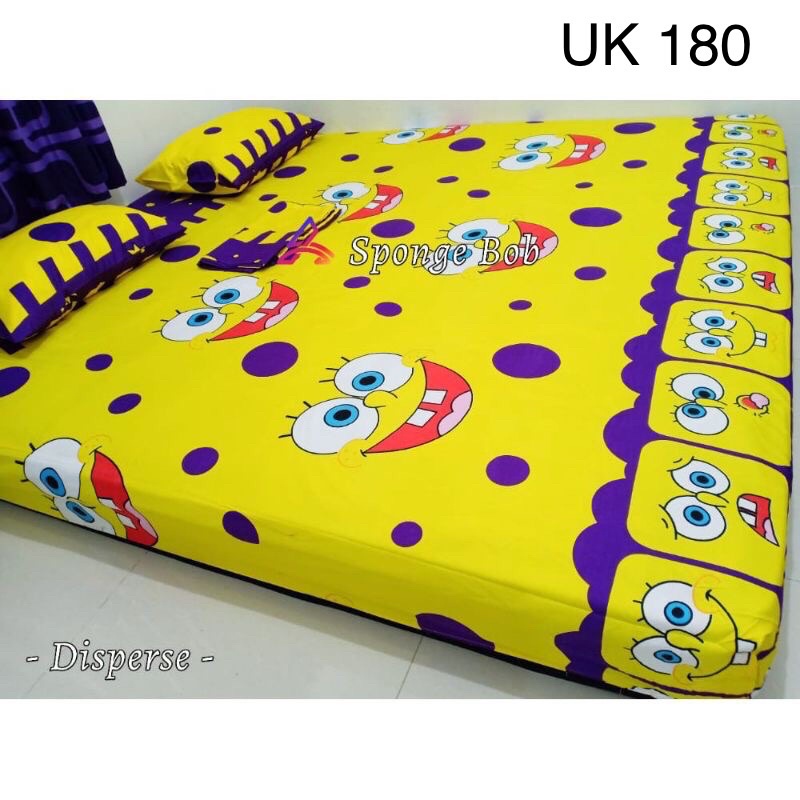SPREI SEPRAI SEPREI HOMEMADE MOTIF KARAKTER GAMBAR SPONGEBOB SPONGBOB SMILE KETAWA TAWA KOTAK MOON S
