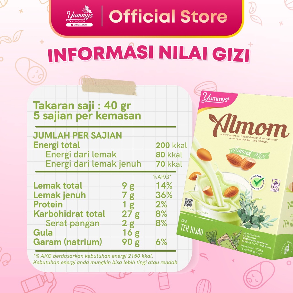 Image of ALMOM Susu Almond Milk Pelancar ASI | Untuk Ibu Hamil 7 Bulan hingga Menyusui | PAKET ISI MATCHA & TARO #4