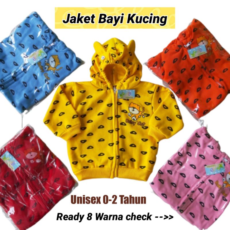 [0-2th] Jaket anak Bayi laki laki perempuan Bahan Sweater Mantel Bayi Hangat Kupluk Kuping motif kucing cat Anak Usia 0-2 TAHUN ZHAFIRA Baby And Kids