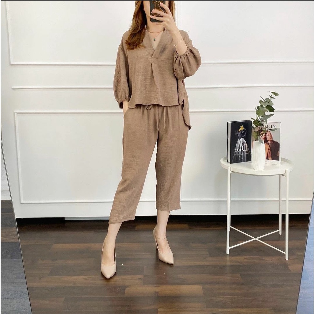 (MGA) ONE SET SIVANA OVERSIZE DAILY SET BLOUSE CRINCLE AIRFLOW