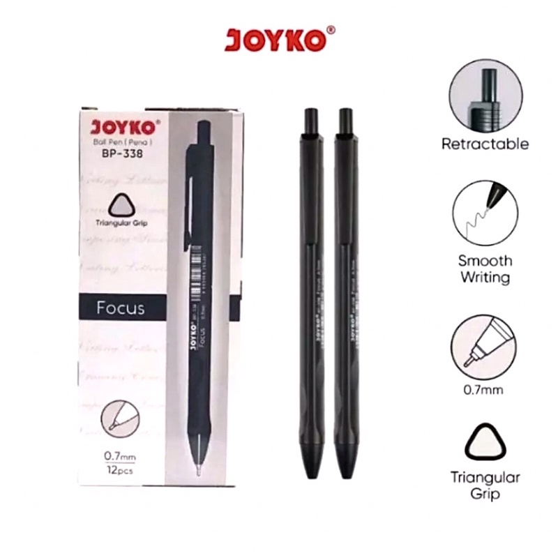 

SELUSIN ( 12 PCS ) Ball Pen Pena Pulpen Cetekan Segitiga Vokus BP-338 Joyko 0.7mm