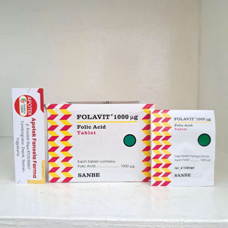 Folavit 1000 Vitamin Asam Folat Ibu Hamil 1 strip isi 4 vitamin kehamilan promil bumil