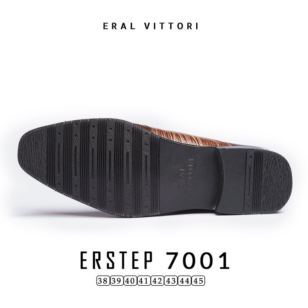 Eral Vittori - Erstep 7001 Sepatu Pantofel Formal Pria Kulit Asli Coklat