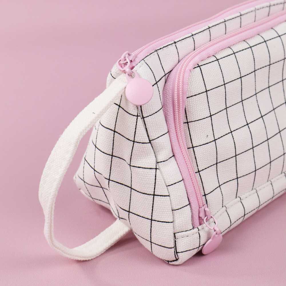 Tempat Pensil Large Capacity Motif Garis