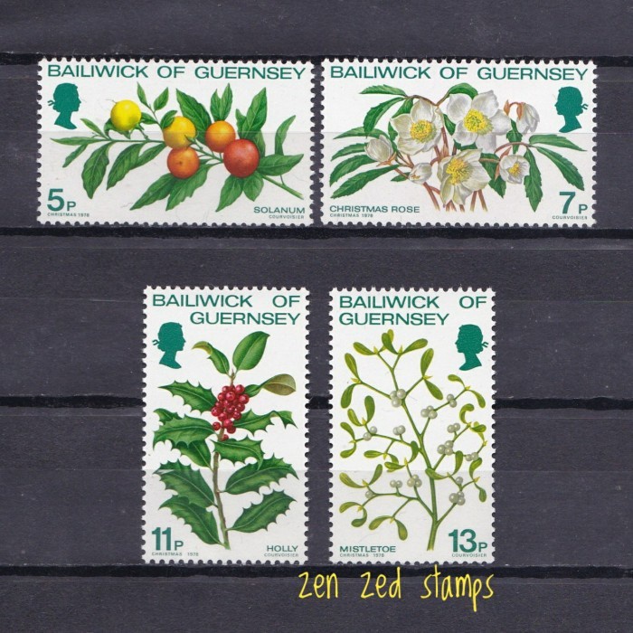 

0652 Perangko Guernsey 1978 Flora - Christmas 4v Mnh