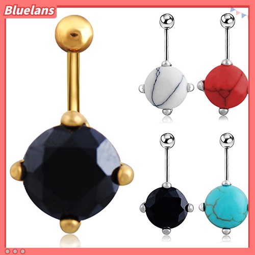 Bluelans Round Turquoise Silver Plated Belly Ring Barbell Navel Body Piercing Jewelry