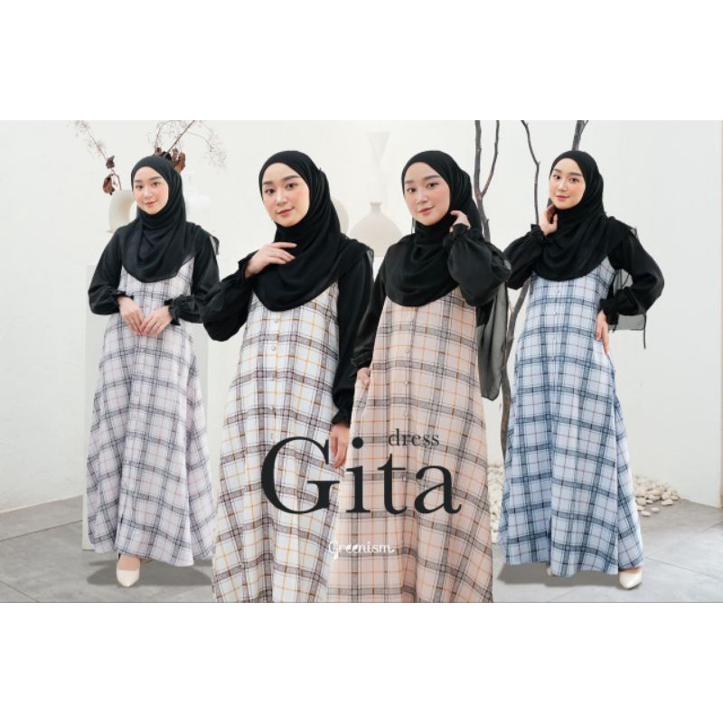 [Ready kirim]GITA DRESS BY GREENISM/GITA DRESS GREENISM/GREENISM DRESS GITA/GITA DRESS/GAMIS CRINGKL