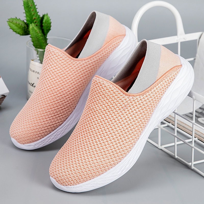 Korea Fashion Outdoor Olahraga Sepatu Flat Wanita Nyaman Flatshoes Slip On Pantofel Tanpa Tali Hiking Cantik Karet Lembut 223