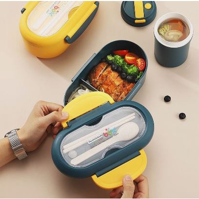 TOKO21GROSIR--TERBARU KOTAK MAKAN BEKAL LUNCHBOX SET ANTI TUMPAH KODE BL 22135A