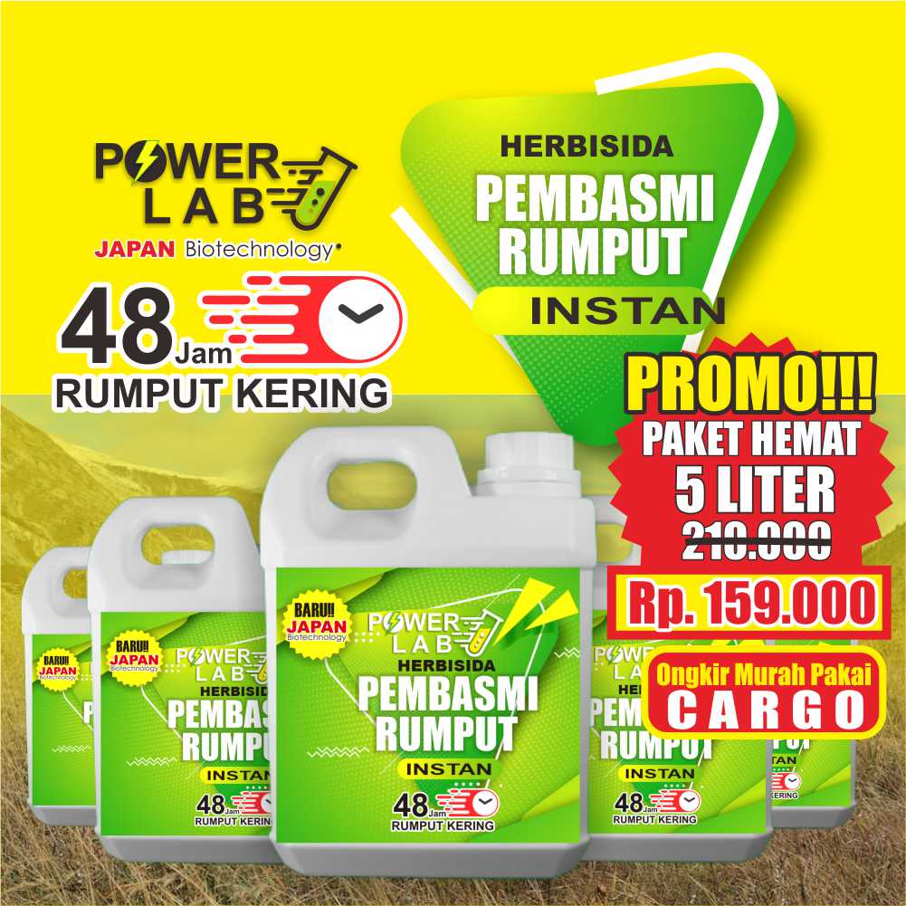 PROMO Powerlab Paket Hemat Lengkap 5 Jerigen 1 Liter Herbisida Kontak Racun Obat Pembasmi dan Pember