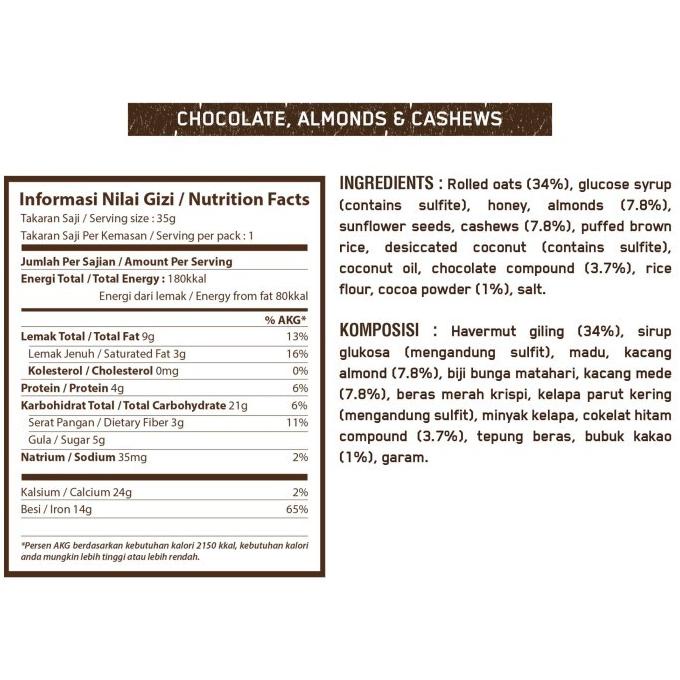 

Granobar - Chocolate, Almonds & Cashews Box 16pcs