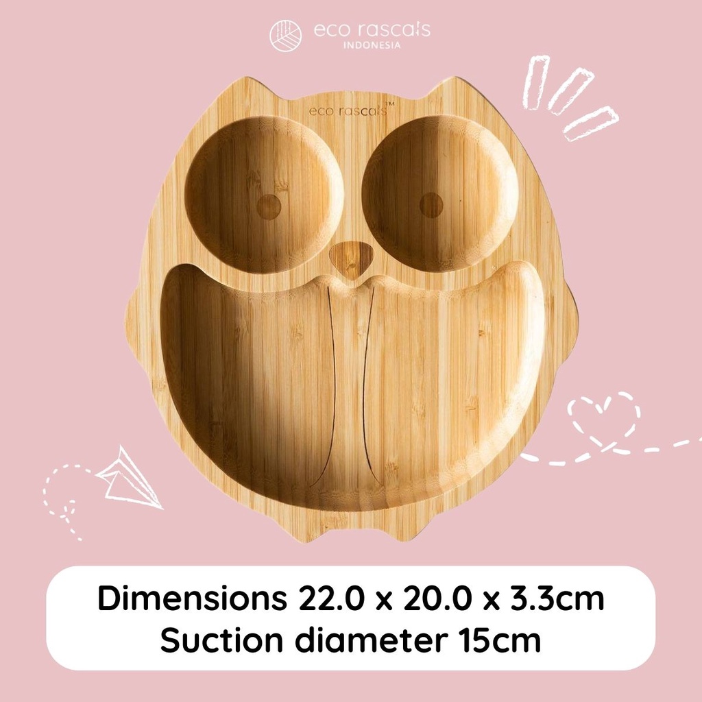 Eco Rascals Bamboo Owl Plate with Suction - Blue