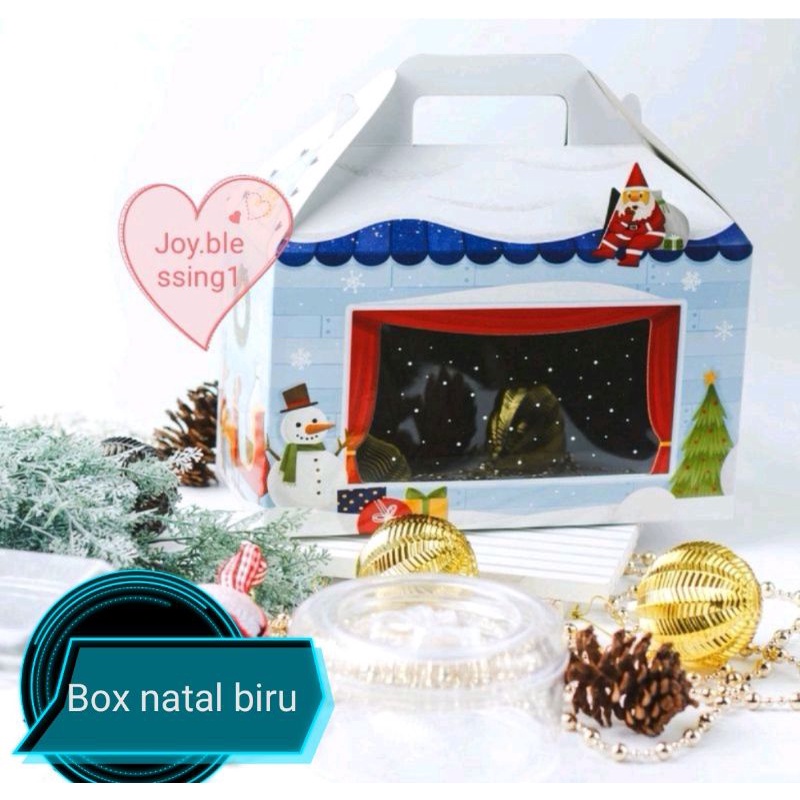 

(KODE I) BOX NATAL BIRU 24 X 12 X 14 CM GIFT BOX PACKAGING KUE (1 pak isi 6 PCS)