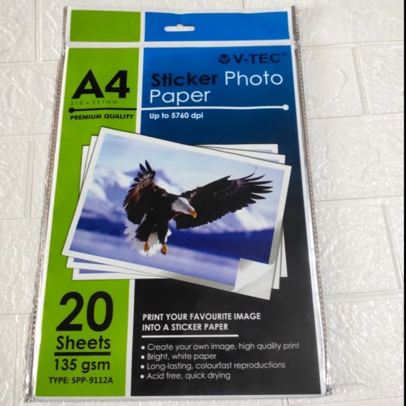 

Kertas Foto Stiker V Tro 135gsm isi 20 Lembar