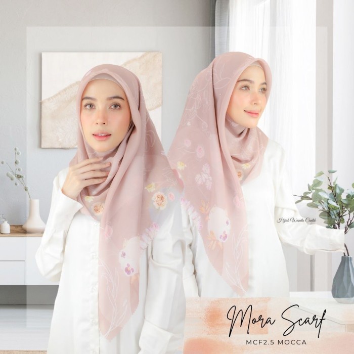 

Hijabwanitacantik - Mora Scarf Polycotton | Hijab Printing Segi Empat - Mocca
