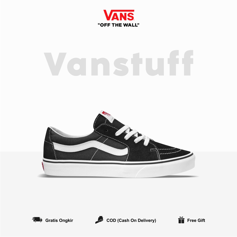 Vans Sk8 Low Classic Black White Original 100 BNIBWT Global Market ModelCouple  Pria Dan Wanita Snakers Vanz Sk8 Item Pendek