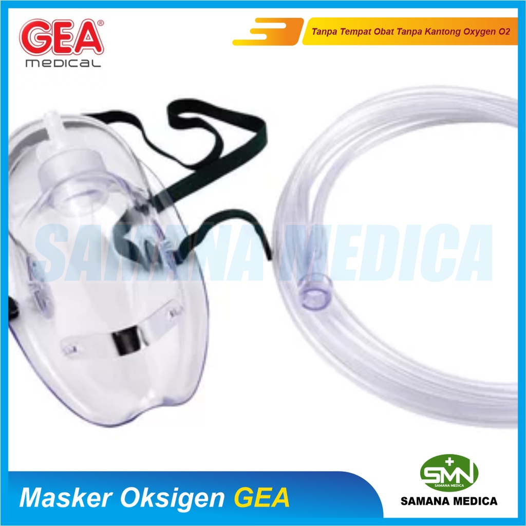 Masker Oksigen GEA Tanpa Tempat Obat Tanpa Kantong Oxygen O2 Alat Bantu Napas Sesak Nafas Promo Murah