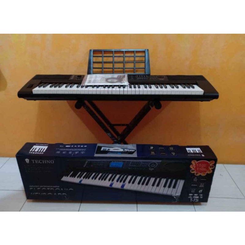 KOMPLIT KEYBOARD TECHNO T-73i T73i T73 6 OKTAF FREE STAND DOUBLE + TAS