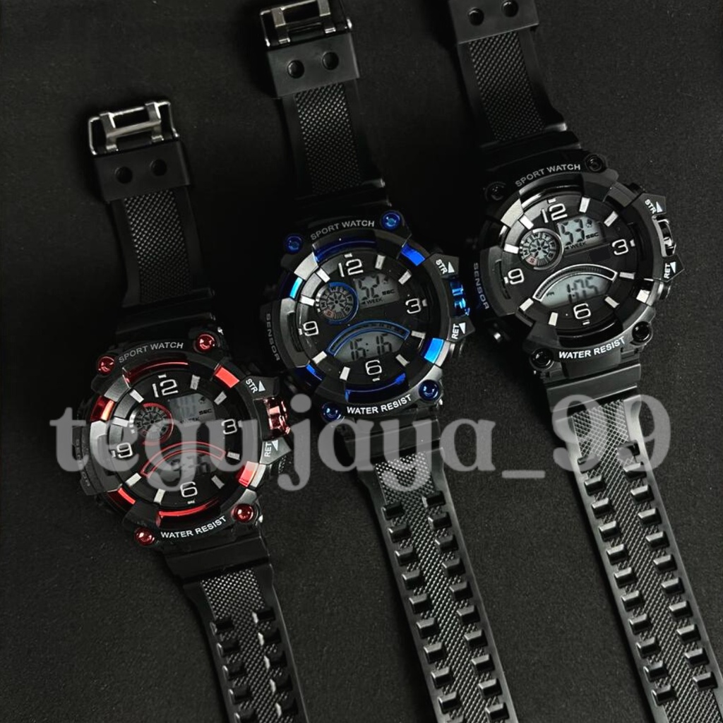 Jam Tangan Pria Digital Sport Strap Rubber TE1057