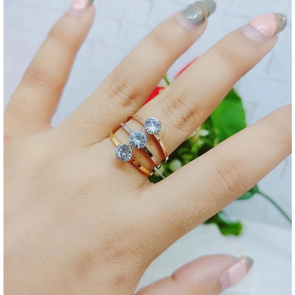 Cincin Titanium Kombinasi  Permata Perhiasan W014