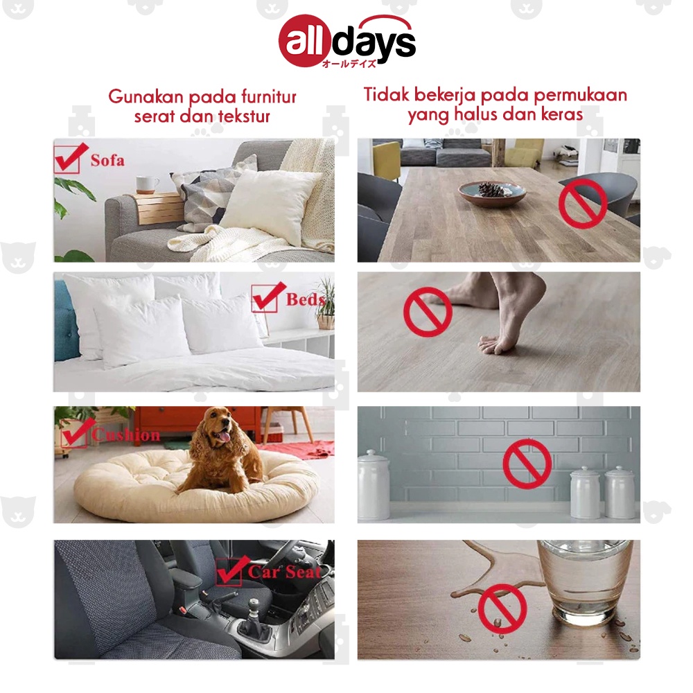 Alldays Sikat Pembersih Bulu Kucing / Anjing untuk Pakaian, Sofa, Tempat Tidur,dll / Lint Roller Portable jangka panjang / Reusable Pet Hair Removal