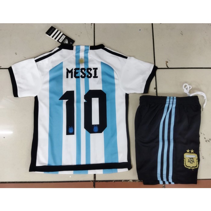 JERSEY BAJU BOLA ANAK/KIDS ARGENTINA HOME WORLD_CUP QATAR 2022 NAMESET GRADE ORI IMPORT