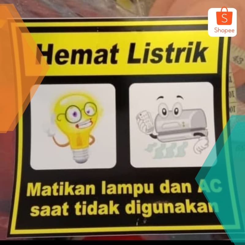 

Murah sign stiker hemat listrik K3 rambu SAFETY - 10x10cm Keren