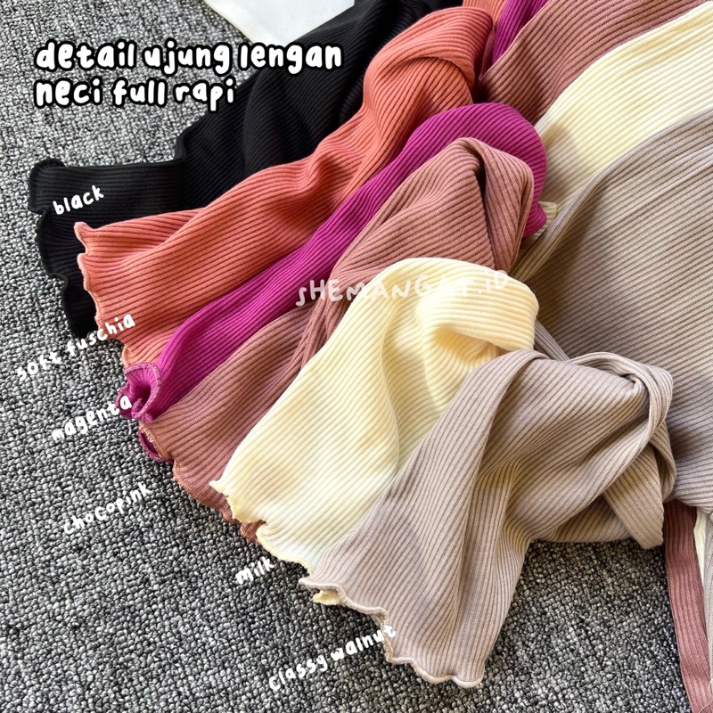 INNER RUFFLE TURTLENECK/ TURTLENECK KRIWIL LENGAN PANJANG POLOS /SWEATER POLOS LENGAN PANJANG KRIWIL /TURTLENECK KAOS POLOS KERAH TINGGI RIB TEBAL PREMIUM