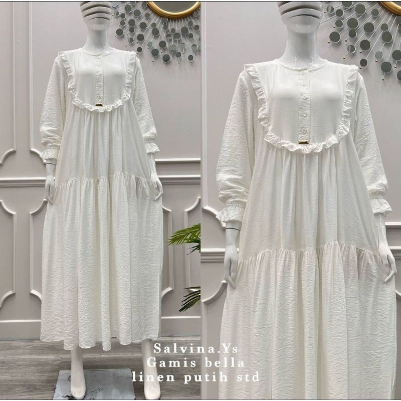 Gamis salvina ori kringkel khusus putih