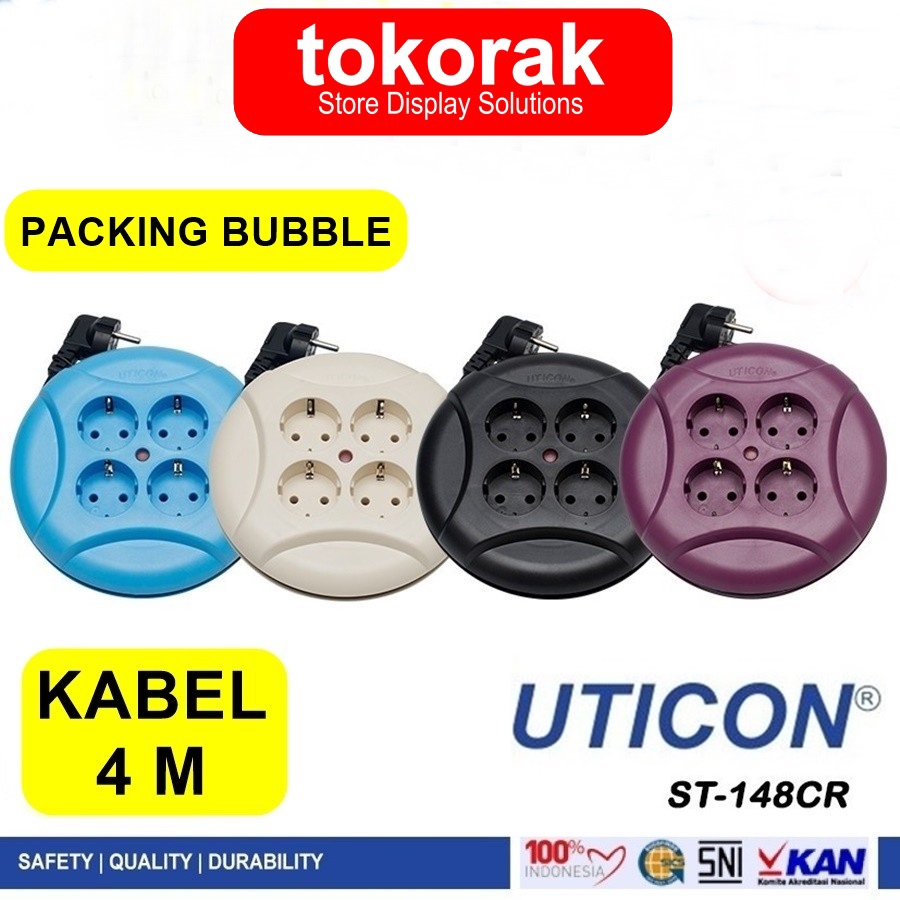 KABEL ROLL 4 METER 4 LUBANG UFO UTICON ST 148 CR - KABEL BOX GULUNG