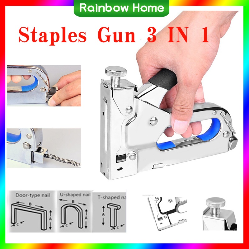 

Staples Gun Tacker Mollar 3 in 1 / Staple Jok Tembak Hekter 3 Way Dapat 3 jenis paku/3 in 1 Staples Gun Tacker Mollar